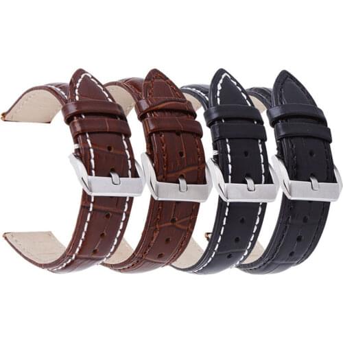 UTHAI Z20 Leather Watchband Crocodile Pattern Strap 14mm 16mm 18mm 20mm 22mm 24mm Silver Metal Buckle Clasp Women Men Watch band