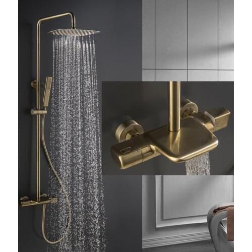 Luxury Brushed gold Shower Set Bathroom Gold Brushed Shower Mixer Luxury Bathroom Wall Shower Mixer Bathtub Hot Cold Tap