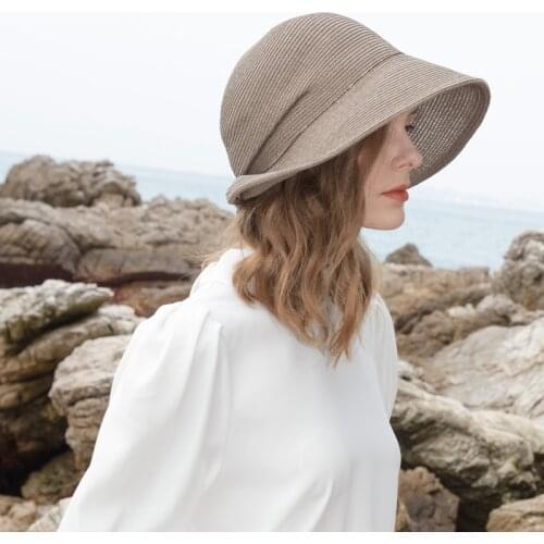 X004 Adult Summer Sun Hats Lady Fashion Wide Brim Sun Protection Beach Hat Foldable Straw Hat Korean Style Summer Hat Lady Hats
