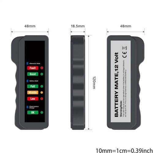 Car Tester 12 V Battery Mini Digital Alternator with 6 Led Lights Diagnostic Tool Analyzer Check Battery Health L41A