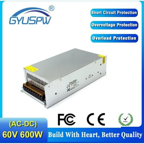 Transformers 110V 220V AC TO DC60V 600W 10A Single Output Switching power supply For LED light Stepper Equipment CCTV
