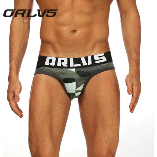 ORLVS Brand Mens Panties Camouflage Pattern Jockstrap Ropa Interior Hombre Gay Underwear Calzoncillos Mens Briefs Ropa