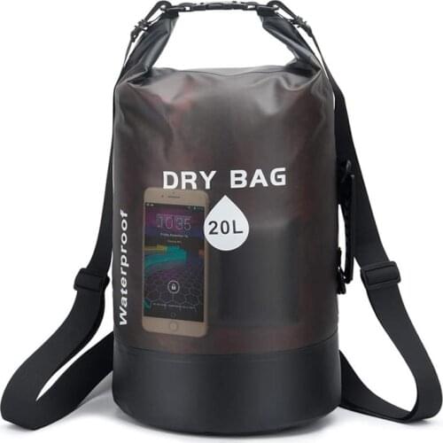 10/20L Waterproof PVC Dry Bag Drifting Beach Swimming Pack Bag River Upstream Rafting Bag Beach Seaside Shoulder Bucket Backpack