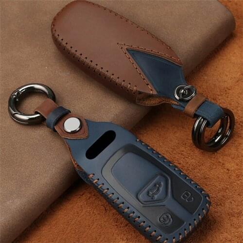 High Quality 100% Leather Key Cover Case for Audi Q3 Q5 Sline A3 A5 A6 C5 A4 B6 B7 B8 TT 80 S6 C6 Auto Accessories