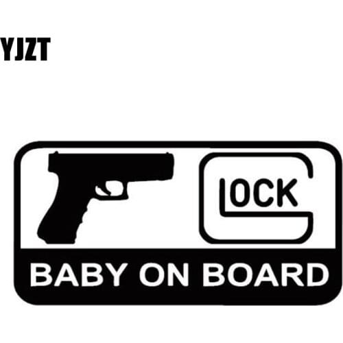 YJZT 15.7CM*7.9CM GLOCK BABY ON BOARD Character Decoration Of Automotive Vinyl Sticker Decals Black/Silver C10-00156