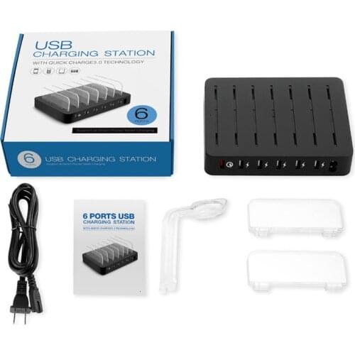 Phone USB Charger 6 Port Quick Charge QC 3.0 PD Fast Charger Station 70W for Iphone 12 11 Pro Max 8 XR XS Samsung S20 S10 Xiaomi