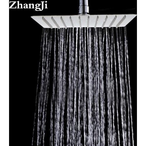 Zhangji 10 Inch Stainless Steel Ultra Thin Ceiling Rain Shower Square Big Bath Rainfall Nozzle Shower Bathroom Shower Head