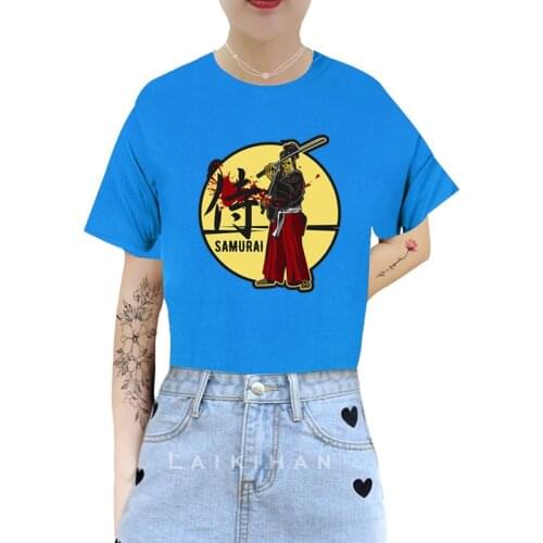 Japanese Anime samurai skull Womens T-shirt Punk Tops Summer Harajuku Loose Gothic Short Sleeve Tshirt