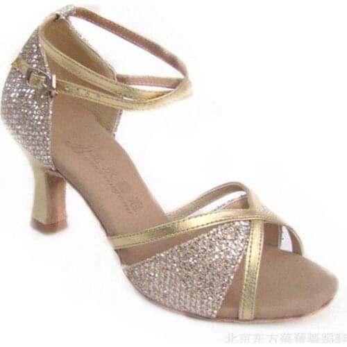 Sports shoes Dance shoes Women shoe LD-044 Ballroom latin dance shoes Authentic Thin heels 7cm Factory Outlet Hot cowhide Sole