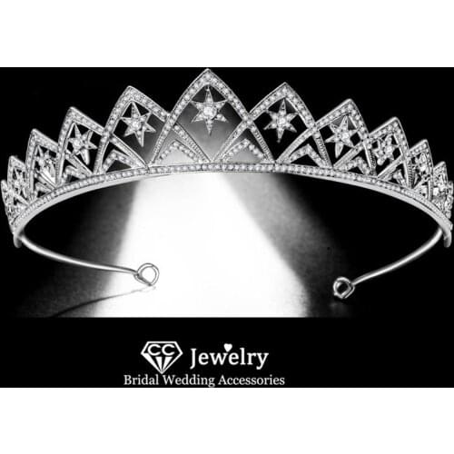 CC Tiaras and Crowns Women Hair Accessories Wedding Crown Engagement Jewelry Star Shape Hairwear Trendy Diadems Headdress HS92
