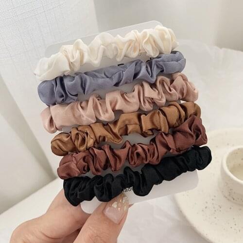 1/6Pcs Women Scrunchies Satin Silk Hair Ties Rope Girls Ponytail Holders Fashion Rubber Bands Elastic Hairband Hair Accessories