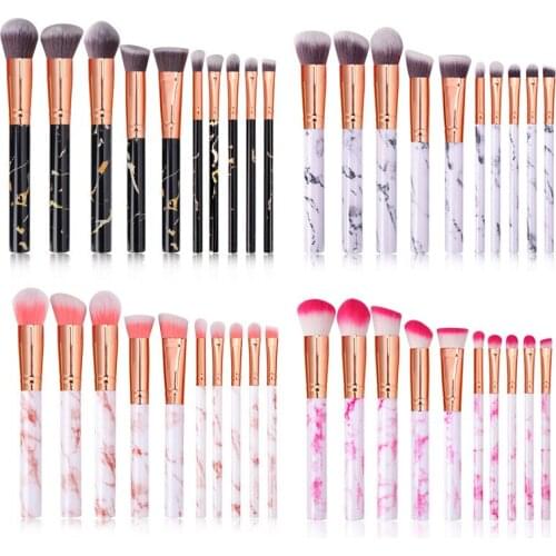 10 PCS/Set Professional Marble Makeup Brushes Set Soft Foundation Powder Eyeshadow Brush Universal Beauty Make Up Tools