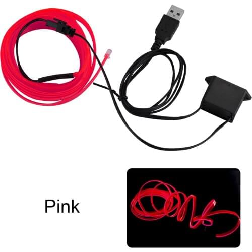 3m Car Interior Lighting Strips Auto LED Strip Garland EL Wire Rope Car Decoration Neon LED lamp Flexible Rope Tube