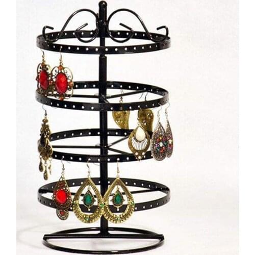 4 Tier Round Rotating Alloy Earrings Jewelry Holder Stand Organizer Display Rack