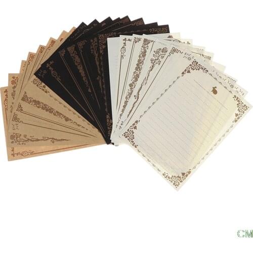 8 Sheets Letter Paper Vintage Flower Design Letterhead Letter Kraft Brown Writing Paper Letter Pad Drawing Sketch Pad Stationery