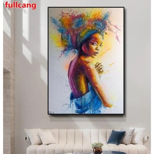 Abstract Black African Woman Diy Diamond Painting Cross Stitch full drill 5D Diamond Embroidery mosaic pattern home decor JX2438