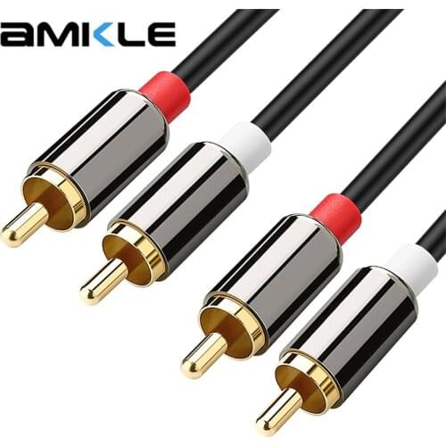 2 RCA to 2 RCA male to male Audio Splitter for Amplifier CD Soundbox DVD TV 2m 3m 5m Cable Gold-Plated RCA Audio RCA Cable AUX