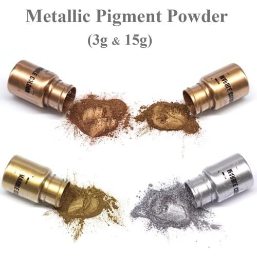 Metallic Gold Silver Pigment 15g,Resin Dye Powder Shimmer Pigment Dye for DIY Jewelry Making Pearl Pigment Dye For UV Resin