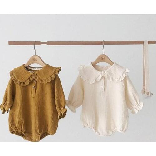 Baby Spring Autumn Clothing Infant Newborn Baby Girls Bodysuit Cotton Clothes Outfit Ruffle Collar Baby Jumpsuit Playsuit