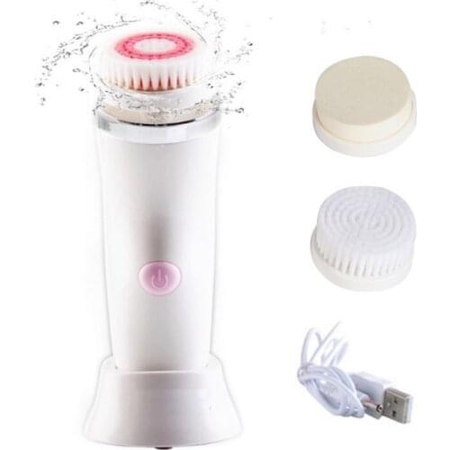 3 in 1 Electric Rotation Facial Cleansing Brush, Spin face Cleaner, Gentle Exfoliating, Cosmetic Sponge, USB Rechargeable