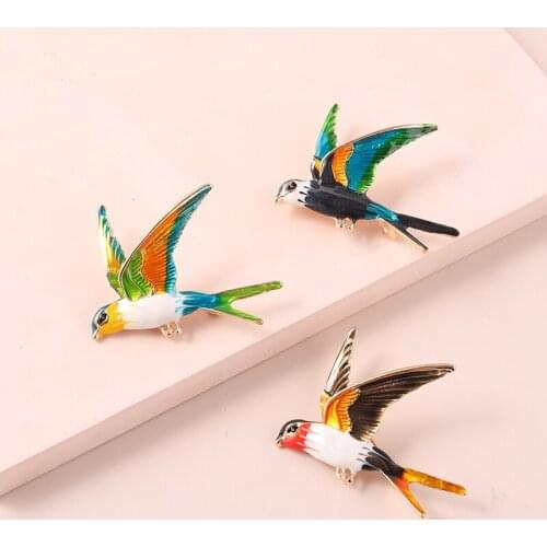 Emulation Animal Vintage Bird Enamel Pins Metal Brooches Badges Pins Corsage Send Gift Women Kids Party Jewelry Accessories
