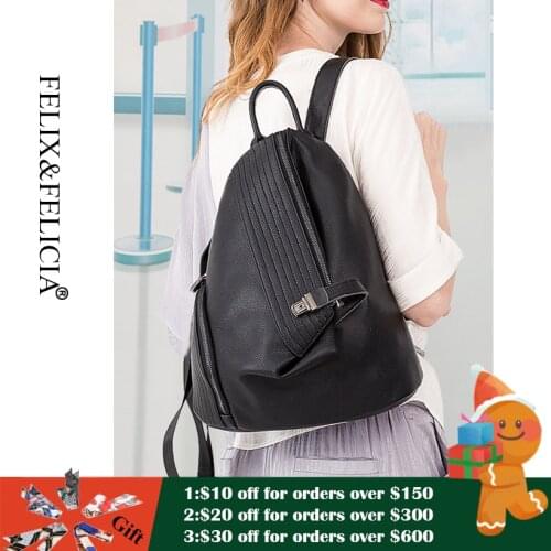 FELIX&FELICIA Factory Brand Fashion Women Backpacks Genuine Leather High Quality Luxury Designer Shoulder Retro Tote Travel Bags