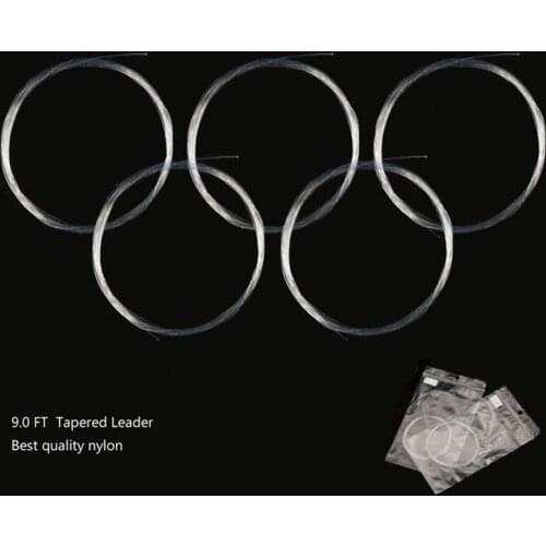 Hyaena 5pcs 9FT 0X-5X Clear Nylon Fly Fishing Line Knotless Tapered Leader Wire Fish Tool