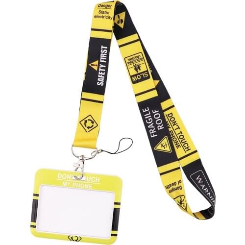 JF721 Warning Sign Lanyards Cool Neck Strap Phone Buttons ID Card Badge Holder Lanyard For Keys DIY Hanging Rope Lanyards
