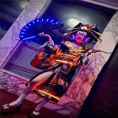Cosplay Stage Dance Costumes DJ LED Colorful Light Robot Suit Women Party Wears Armor Luminous Dress Outfit Glowing Clothe Club