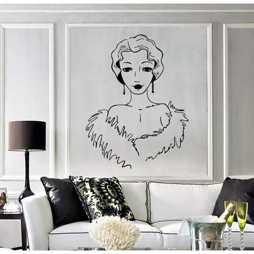 Beautiful Woman Vinyl Wall Stickers Retro Style Beauty Salon Decor Wall Decal Artistic Design Wallpaper New Arrivals SA270