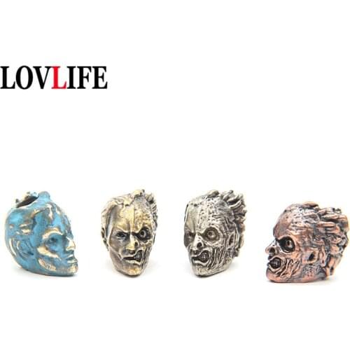 Brass Knife Bead Pendant Jewelry Modern British Half-faced Zombie Skull Demon Figurines Keychain DIY Lanyard Hanging Accessories