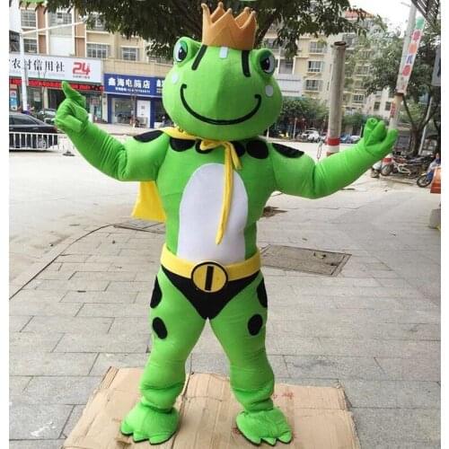 Frog Mascot Costume Cartoon Animal Frog Prince Cosplay Mascot Costumes for Halloween Birthday Party Funning Dress