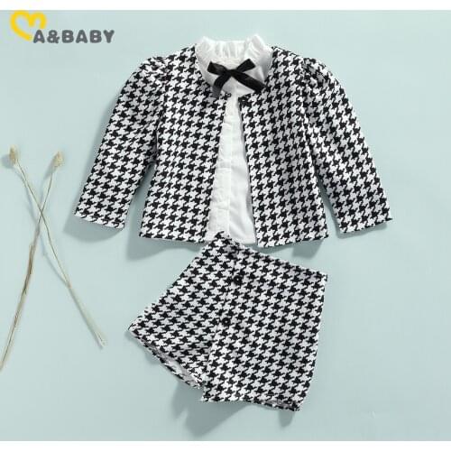 Ma&Baby 1-7Y Child Kid Girls Clothes Set Long Sleeve Coat Jacket White Blouse Shorts Outfits Autumn Spring Costumes DD43