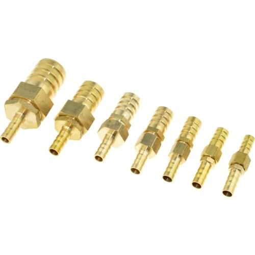 Brass Copper 8mm Hose Barb Pipe Fitting to 10mm 12mm 19mm OD Raccord Barb Reducer Air Tube Adapter Pipe Fittings Gas Coupler
