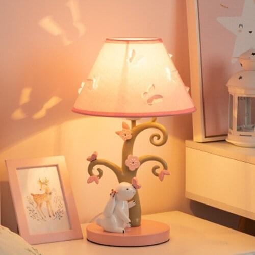 Cartoon Girls Table Lamps Rabbit Lamp Modern Led Stand Desk Light Fixtures for Children Kids Bedroom Bedside Lamp Home Decor E27