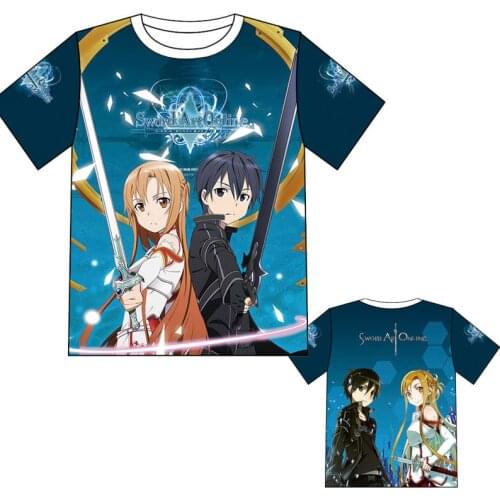 Sword Art Online Mens T-shirt Colorful Printed With Kirigaya Kazuto and Yuuki Asuna Summer Tops & Tees