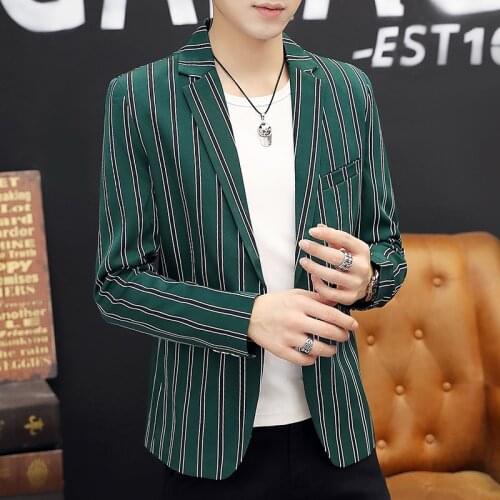 Blazer Men 2021 Spring and Autumn New Stripe Lapel Slim Mens Boutique Suits Blazers