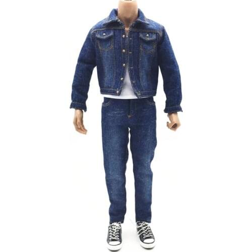 1/6 Scale Male blue denim suit Soldier model clothing For 12'' Action Figure Body DIY Accessories