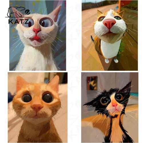 Cat Diamond Painting Kit Cartoon Humor Animal Embroidery Crossing Diy Diamond Mosaic Art Gift Cross Stitch Home Decoration