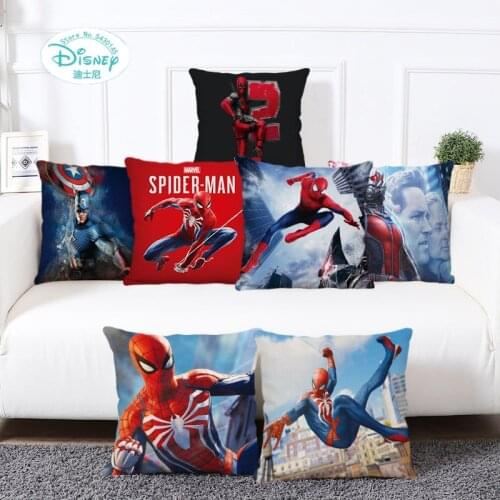Disney Marvel Spider-Man Iron Man Pillow Cover Car Sofa Pillow Cushion Cover 45x45cm Boy Girl Gift Dropshipping