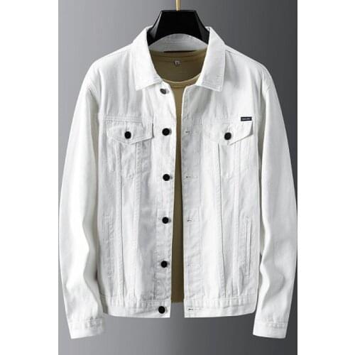 New Cotton Denim Jacket Mens Casual Solid Color Lapel Single-breasted Jeans Jacket Mens Autumn Slim High-quality Mens Jacket