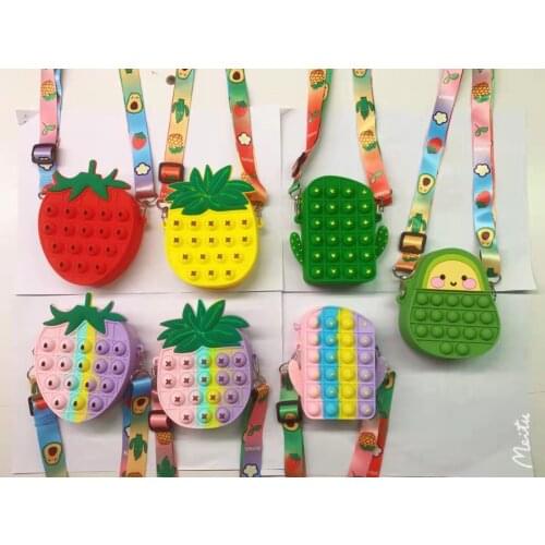 New Unicorn Simple Dimple Messenger Bag Fidget Toys Push Bubble Antistress Children Toy Pop Its Keychain Wallet free shipping