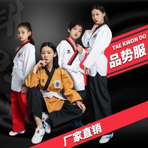 Taekwondo Doboks Adults Children Male Men clothes cool cotton karate WTF Uniform Suit 110-190 Match Trousers different Color