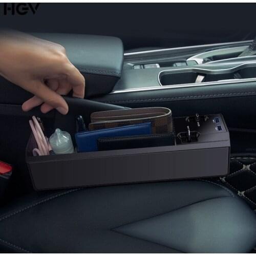 Car Seat Organizer With Dual USB Ports Auto Storage Box Pocket Stowing Tidying for Car Cup Phone Holder Seat Gap Organizer