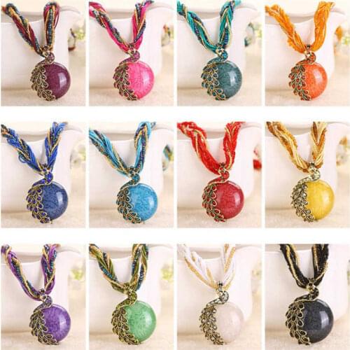 Boho Opal Necklace With Phoenix Peacock Pendant Exquisite Jewel Accessory