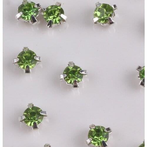 Pulaqi Light Green RhineStone Sewing Tools Accessories for DIY Handmade Wedding Dress Decor Crystal Rhinestones Flatback Diamond