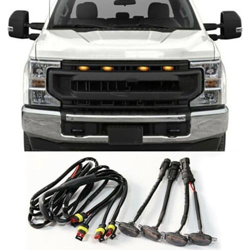 Trim Grille DRL Running Lights Yellow LED Smoked Lens 3000k ABS Plastic DRL