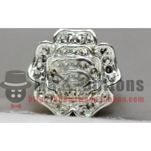 Silver or Gold coat sweater crystals metal Camellia flower charm shank button costume accessory 12pcs lot new