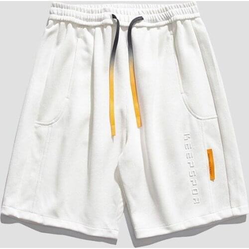 2021 New Handsome High Waist Shorts Men Streetwear Summer New Solid Color Loose Casual Straight Wild Five-point Board Shorts
