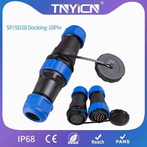 Waterproof Cable Connector IP68 SP/SD28 Docking-16Pin Wire Connectors Power Connector Plug and Cocket Male&Female Butt Jack